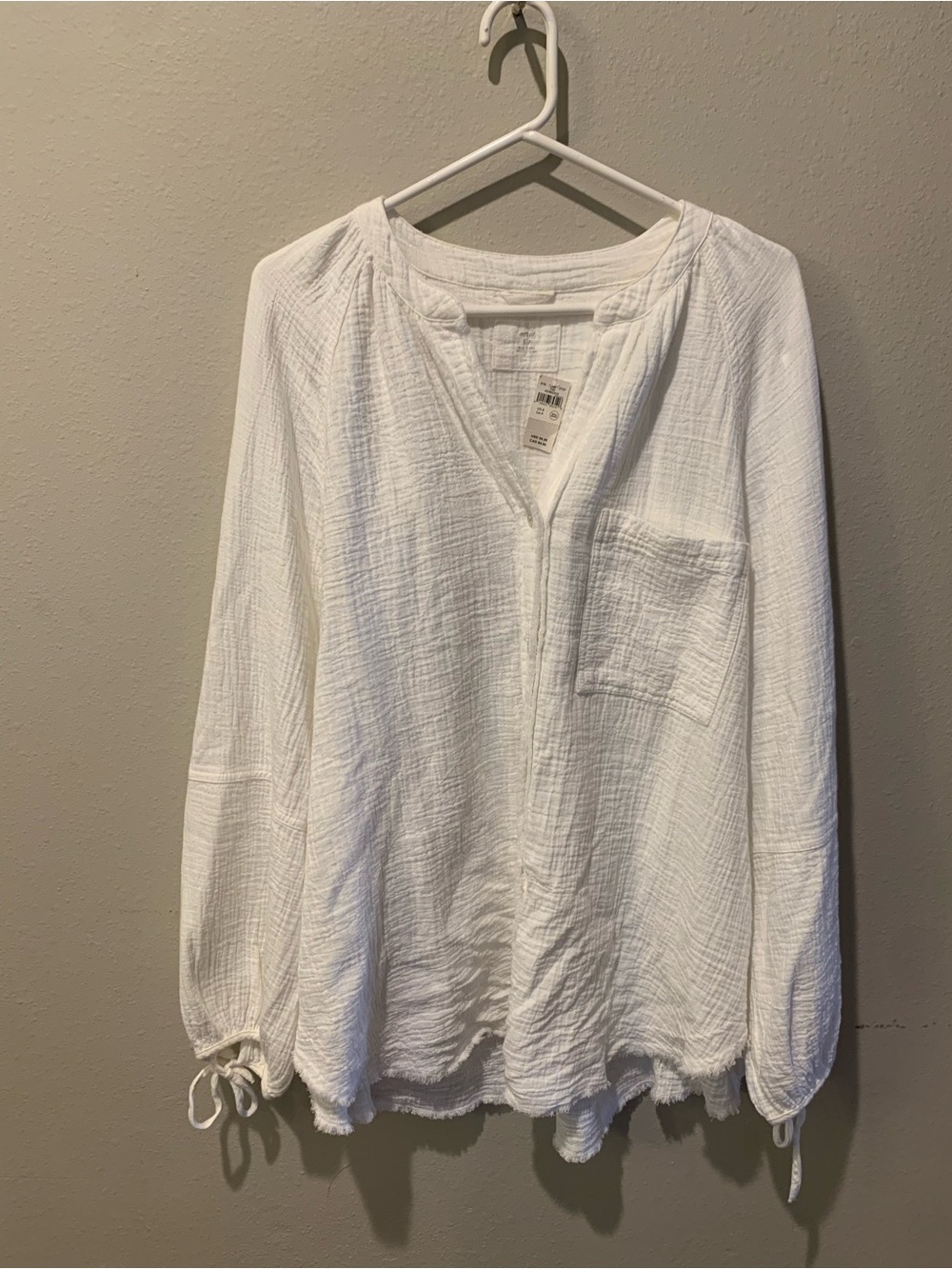 aerie White Textured V-Neck oversized Blouse NWT